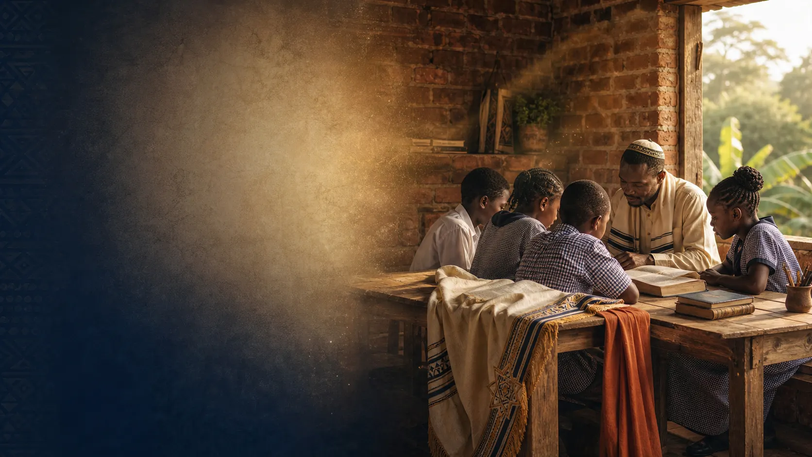 Children and teachers gathered at the Karen Junior Academy in Uganda